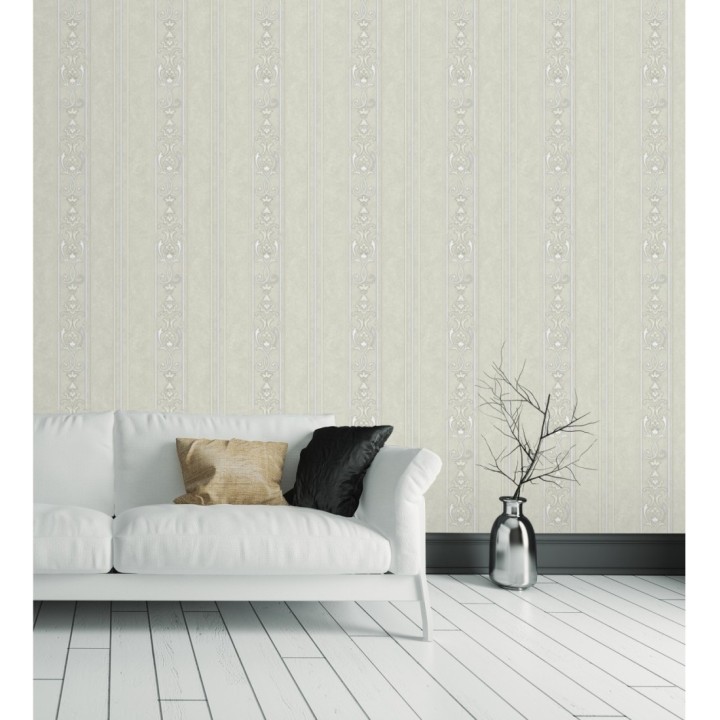 Papel pintado rayas ornamentales con relieves - Osman Classic Stripe 676858