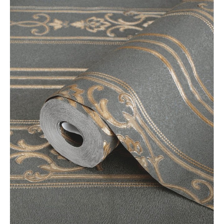 Papel pintado rayas ornamentales con relieves - Osman Classic Stripe 676861