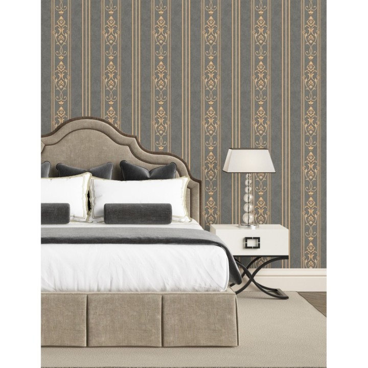 Papel pintado rayas ornamentales con relieves - Osman Classic Stripe 676861