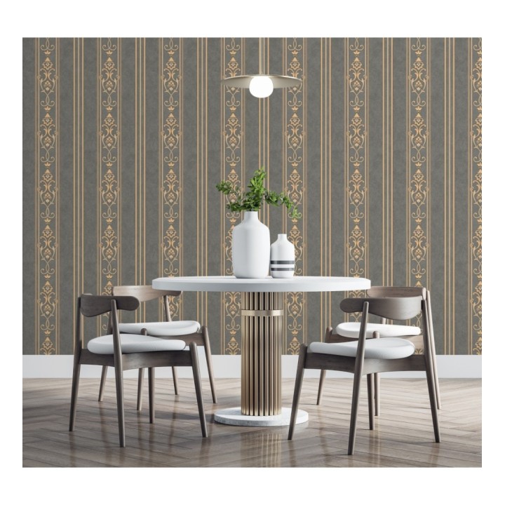 Papel pintado rayas ornamentales con relieves - Osman Classic Stripe 676861