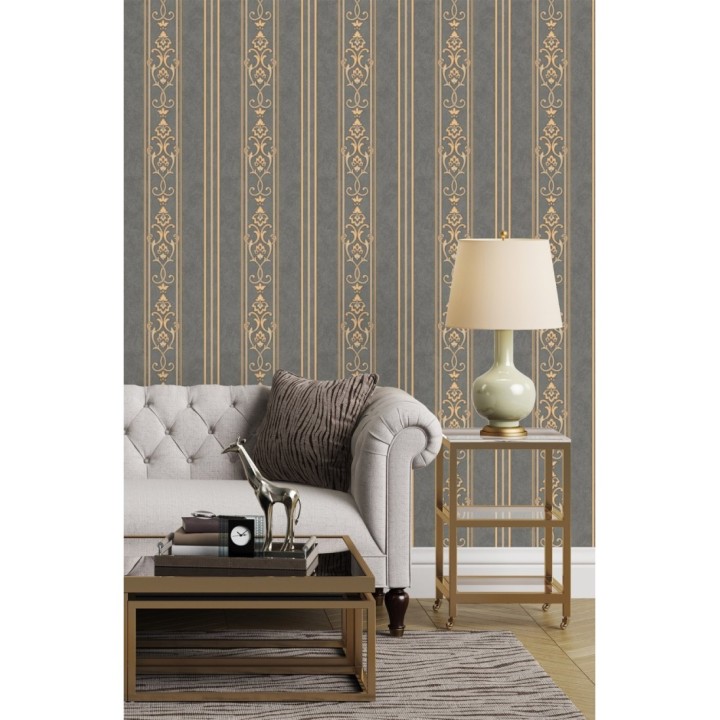 Papel pintado rayas ornamentales con relieves - Osman Classic Stripe 676861