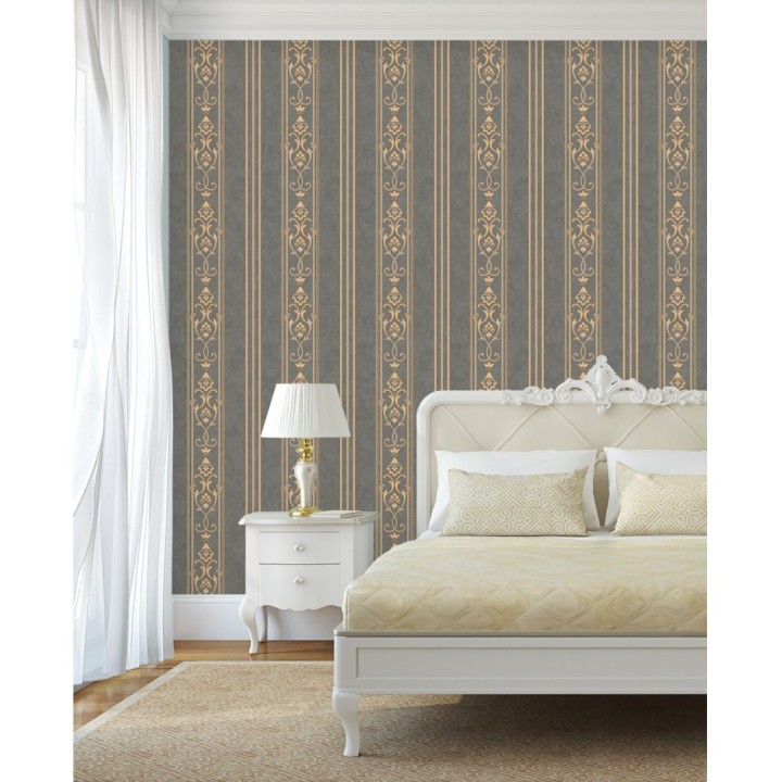 Papel pintado rayas ornamentales con relieves - Osman Classic Stripe 676861