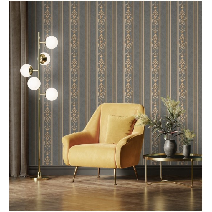 Papel pintado rayas ornamentales con relieves - Osman Classic Stripe 676861
