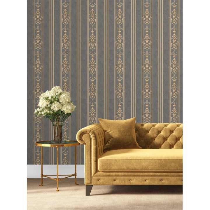 Papel pintado rayas ornamentales con relieves - Osman Classic Stripe 676861
