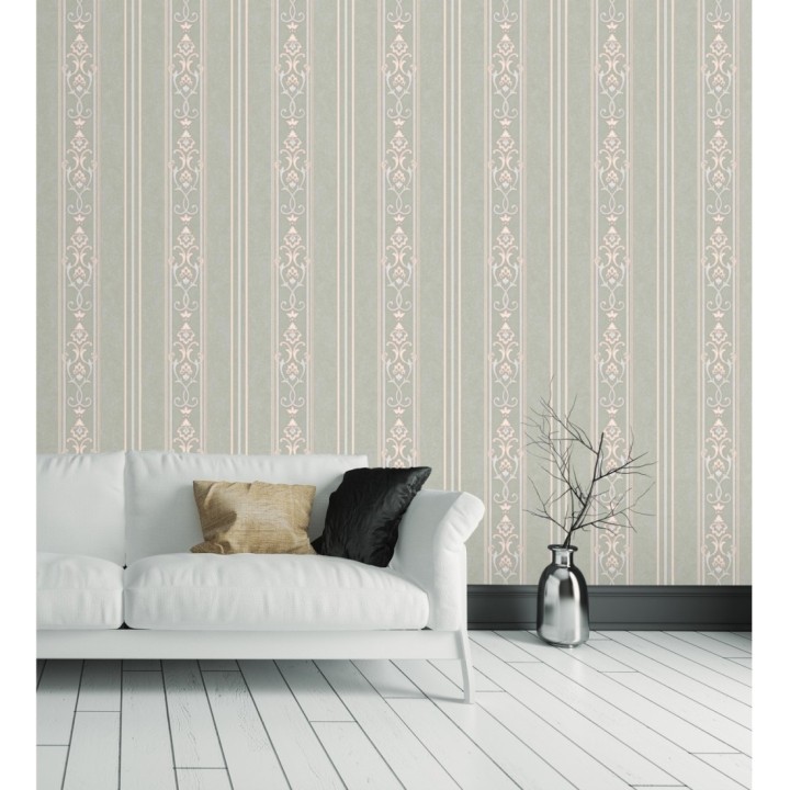 Papel pintado rayas ornamentales con relieves - Osman Classic Stripe 676862