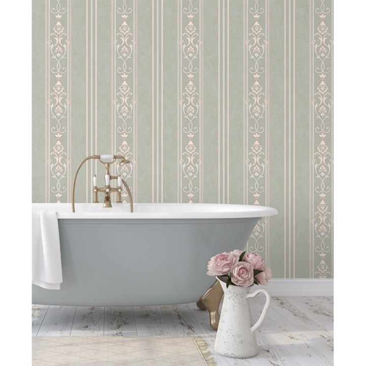 Papel pintado rayas ornamentales con relieves - Osman Classic Stripe 676862