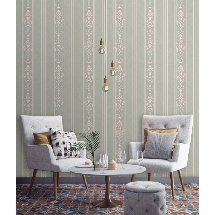 Papel pintado rayas ornamentales con relieves - Osman Classic Stripe 676862