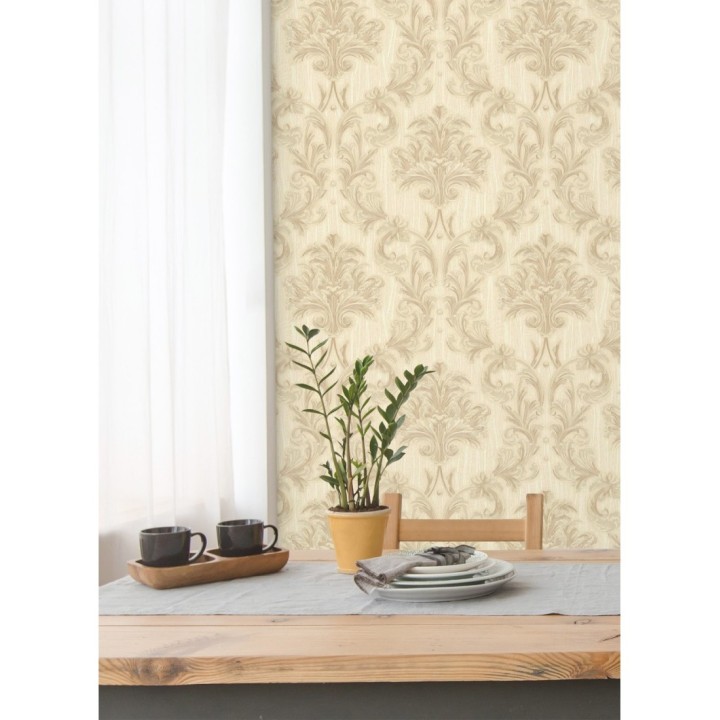 Papel pintado damasco estilo bizantino efecto bordado con relieve - Bizans Damask 676875