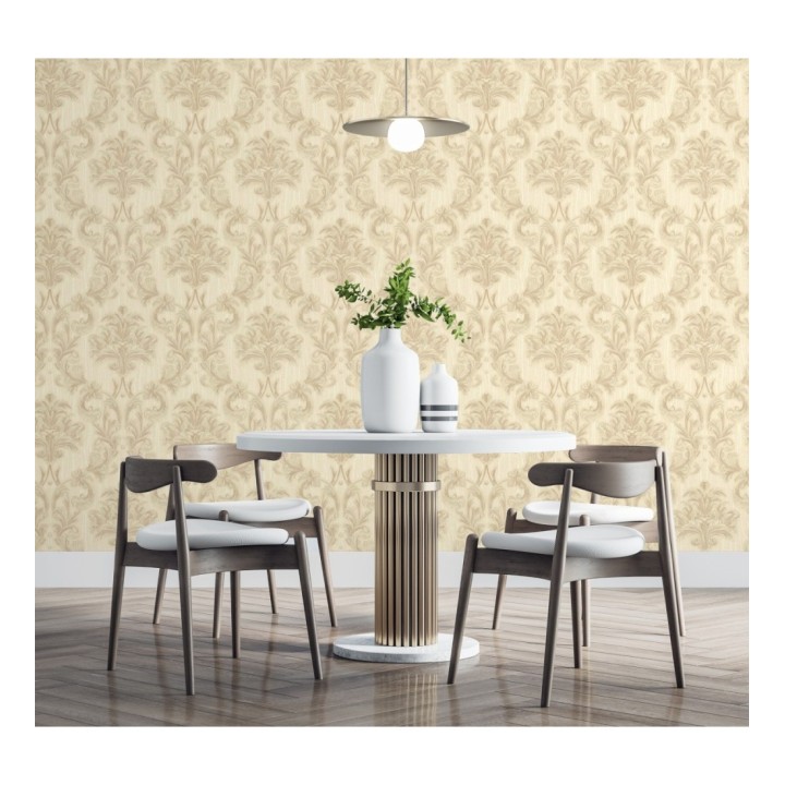 Papel pintado damasco estilo bizantino efecto bordado con relieve - Bizans Damask 676875