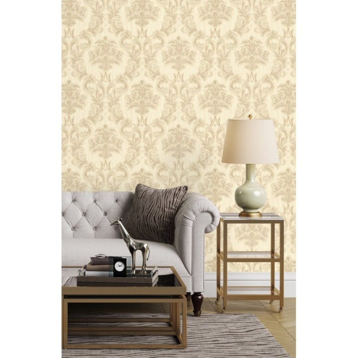 Papel pintado damasco estilo bizantino efecto bordado con relieve - Bizans Damask 676875