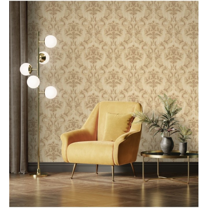 Papel pintado damasco estilo bizantino efecto bordado con relieve - Bizans Damask 676876