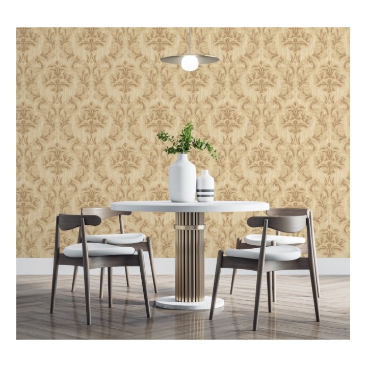 Papel pintado damasco estilo bizantino efecto bordado con relieve - Bizans Damask 676876