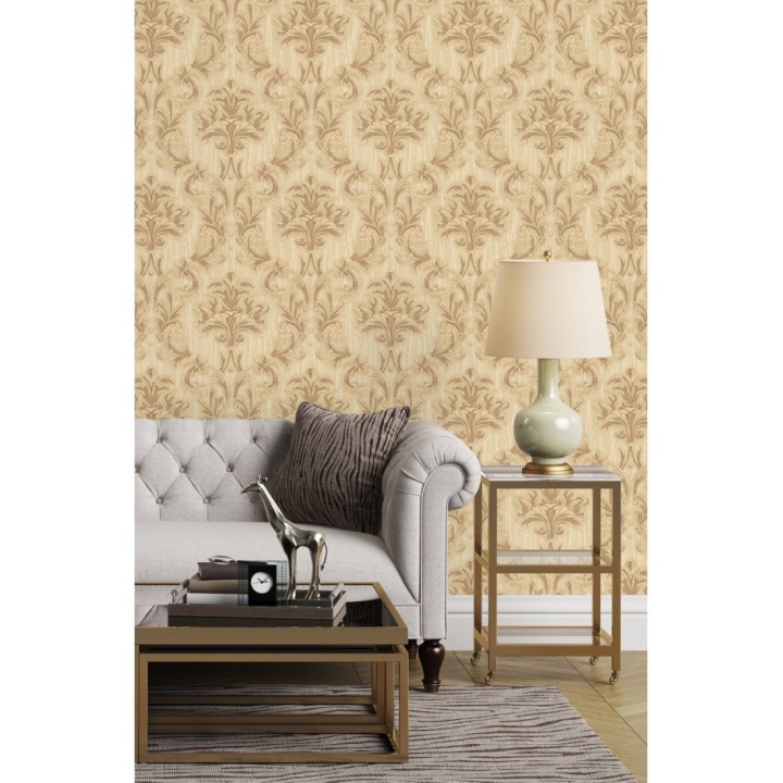 Papel pintado damasco estilo bizantino efecto bordado con relieve - Bizans Damask 676876