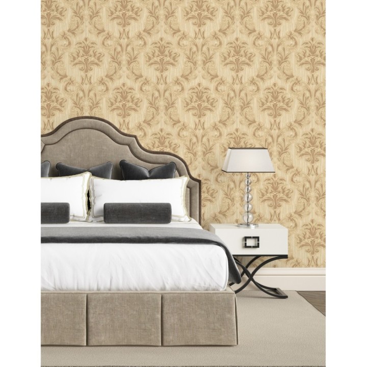 Papel pintado damasco estilo bizantino efecto bordado con relieve - Bizans Damask 676876