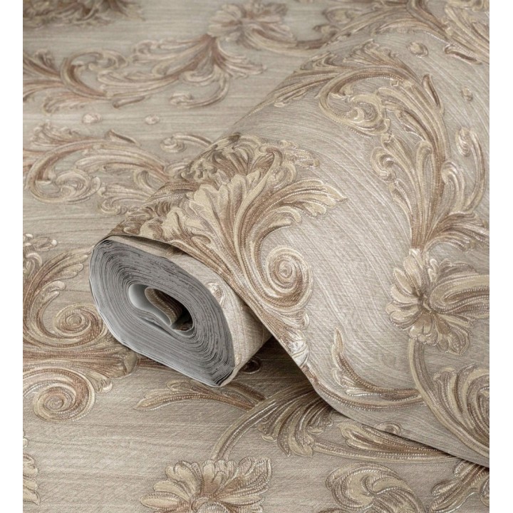 Papel pintado damasco estilo bizantino efecto bordado con relieve - Bizans Damask 676877