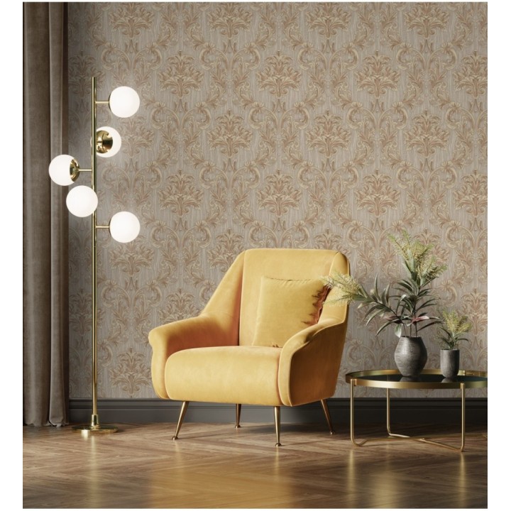 Papel pintado damasco estilo bizantino efecto bordado con relieve - Bizans Damask 676877