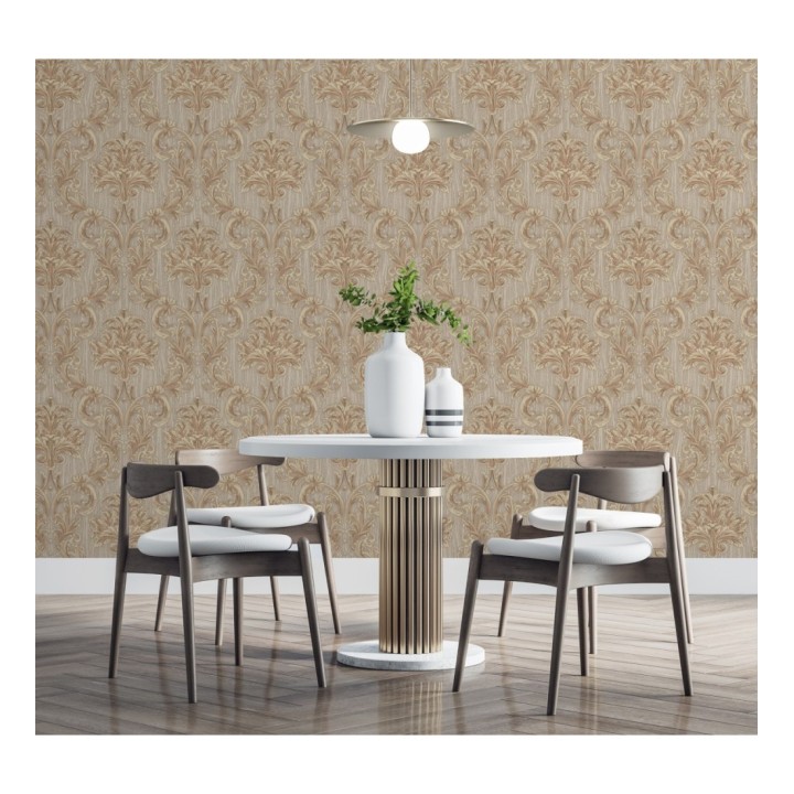 Papel pintado damasco estilo bizantino efecto bordado con relieve - Bizans Damask 676877