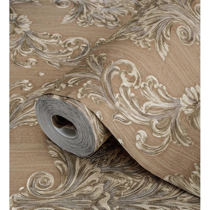 Papel pintado damasco estilo bizantino efecto bordado con relieve - Bizans Damask 676878
