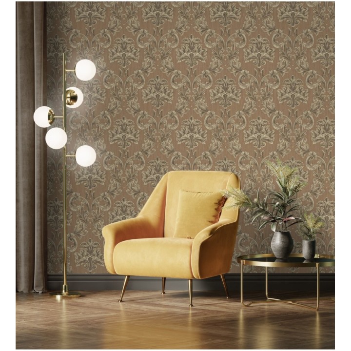 Papel pintado damasco estilo bizantino efecto bordado con relieve - Bizans Damask 676878