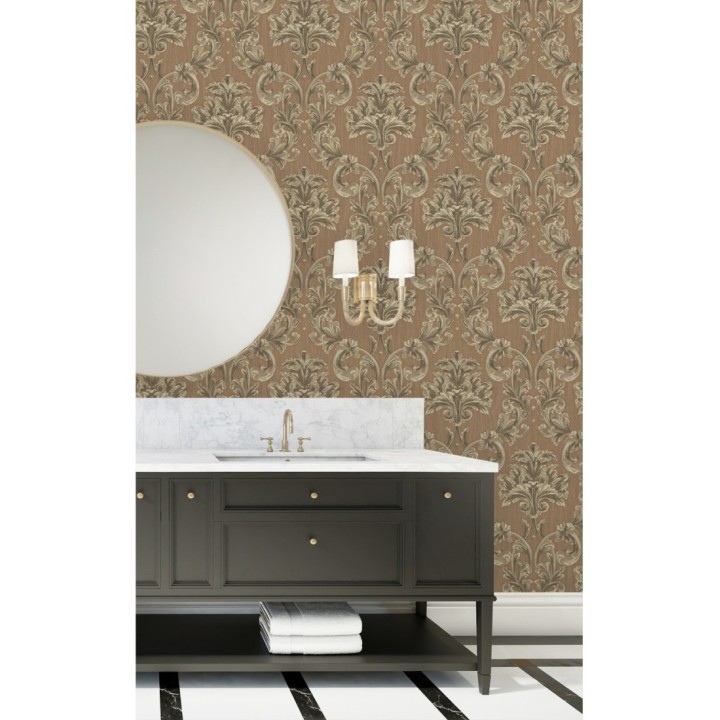 Papel pintado damasco estilo bizantino efecto bordado con relieve - Bizans Damask 676878