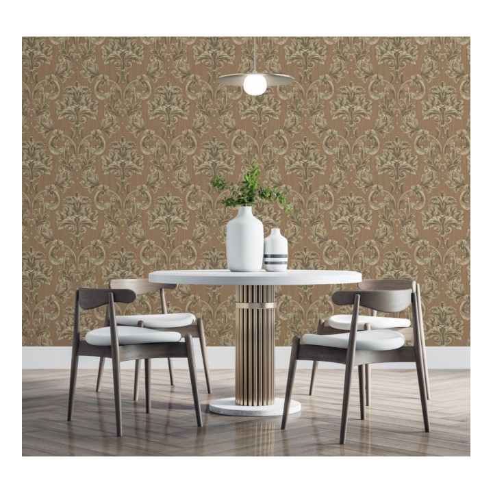 Papel pintado damasco estilo bizantino efecto bordado con relieve - Bizans Damask 676878