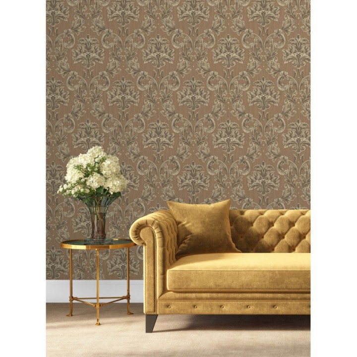 Papel pintado damasco estilo bizantino efecto bordado con relieve - Bizans Damask 676878