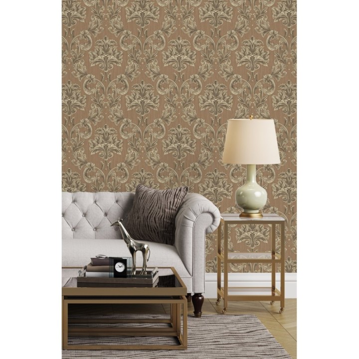 Papel pintado damasco estilo bizantino efecto bordado con relieve - Bizans Damask 676878