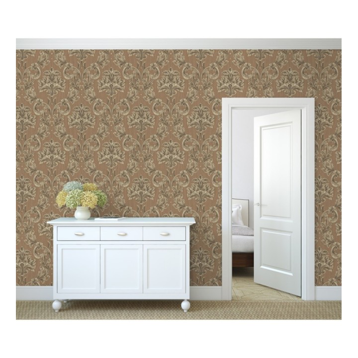 Papel pintado damasco estilo bizantino efecto bordado con relieve - Bizans Damask 676878
