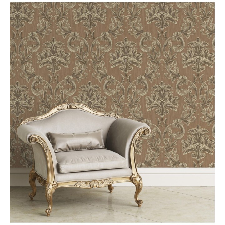 Papel pintado damasco estilo bizantino efecto bordado con relieve - Bizans Damask 676878