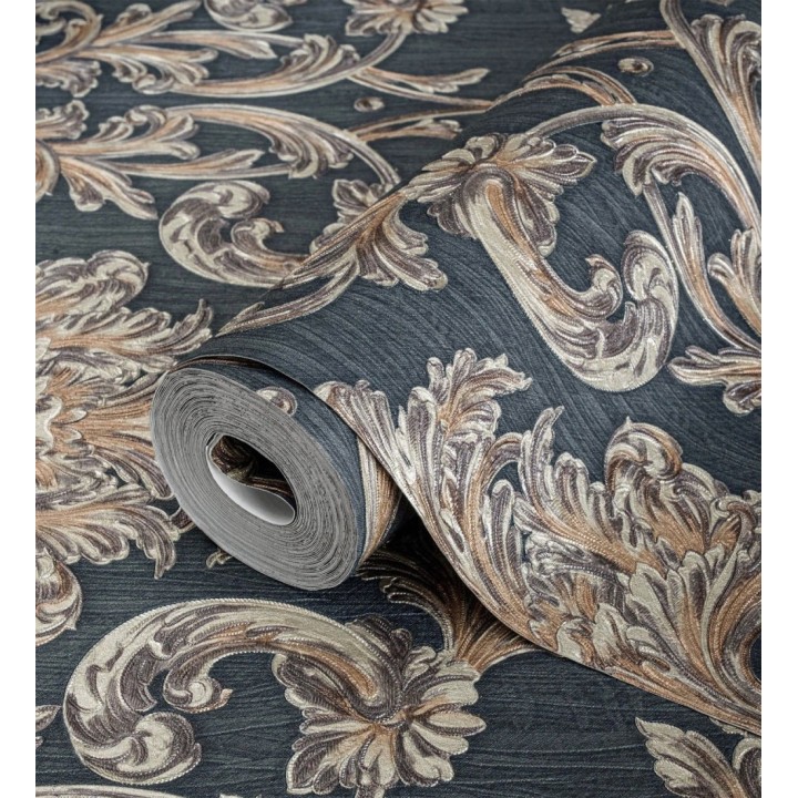 Papel pintado damasco estilo bizantino efecto bordado con relieve - Bizans Damask 676879