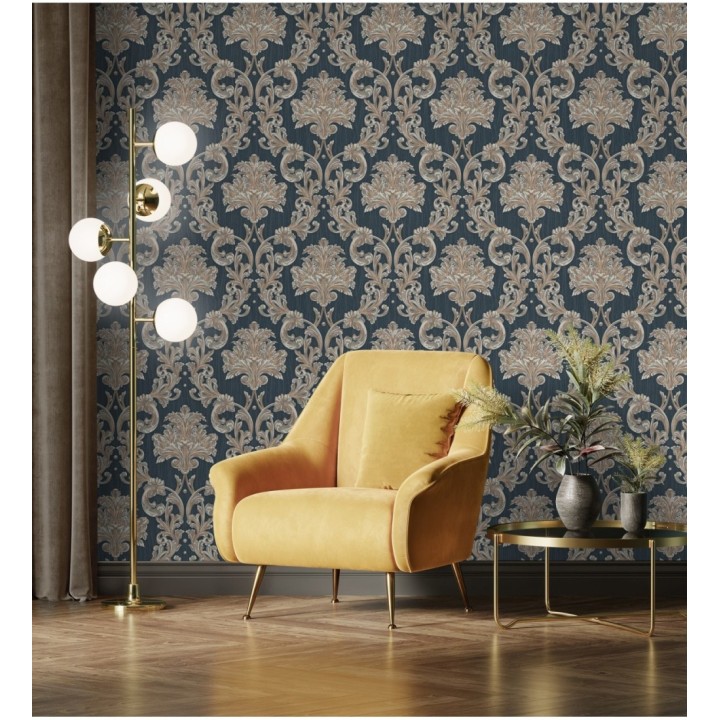 Papel pintado damasco estilo bizantino efecto bordado con relieve - Bizans Damask 676879