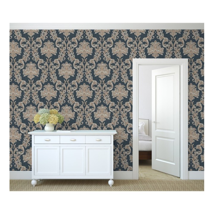 Papel pintado damasco estilo bizantino efecto bordado con relieve - Bizans Damask 676879