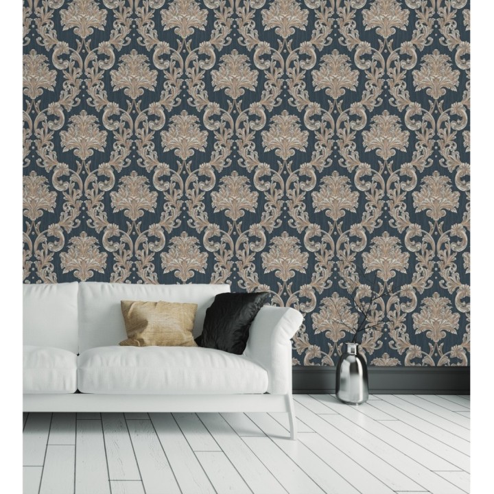 Papel pintado damasco estilo bizantino efecto bordado con relieve - Bizans Damask 676879