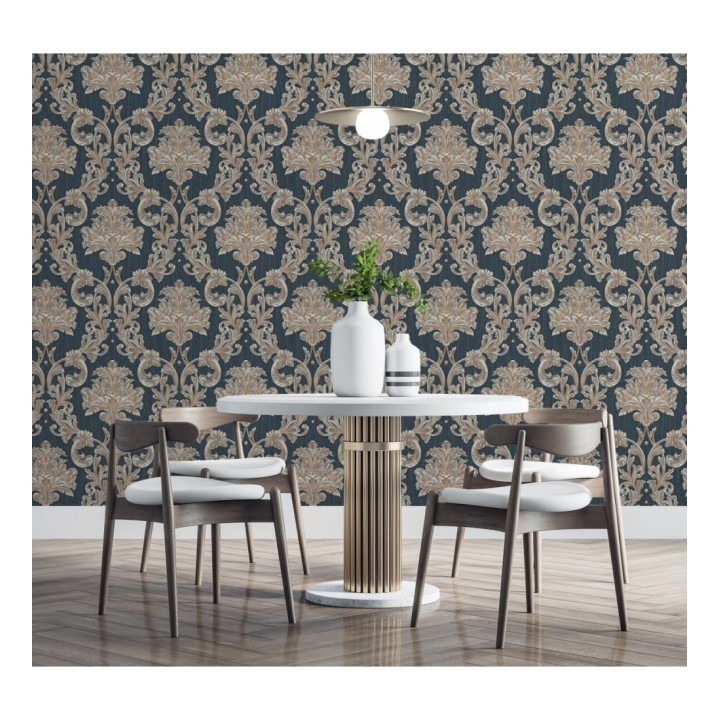 Papel pintado damasco estilo bizantino efecto bordado con relieve - Bizans Damask 676879