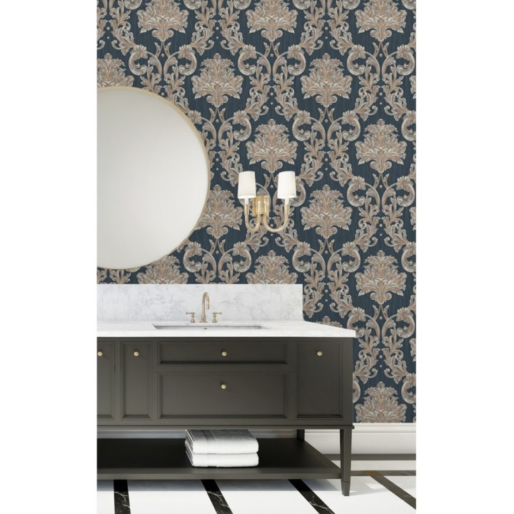 Papel pintado damasco estilo bizantino efecto bordado con relieve - Bizans Damask 676879