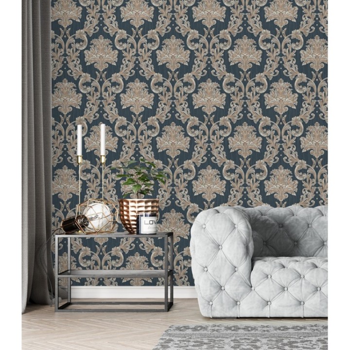 Papel pintado damasco estilo bizantino efecto bordado con relieve - Bizans Damask 676879