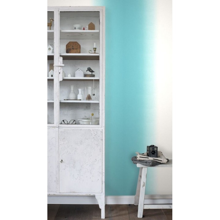 Papel pintado rayas anchas difuminadas tonos turquesa - Astrid Colours 676892