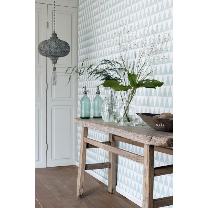 Papel pintado triángulos turquesa oscuro estilo nórdico - Nordem Mountains 676916