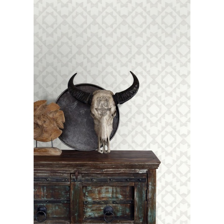 Papel pintado geométrico nórdico gris claro y blanco - Nordem Kingdom 676920