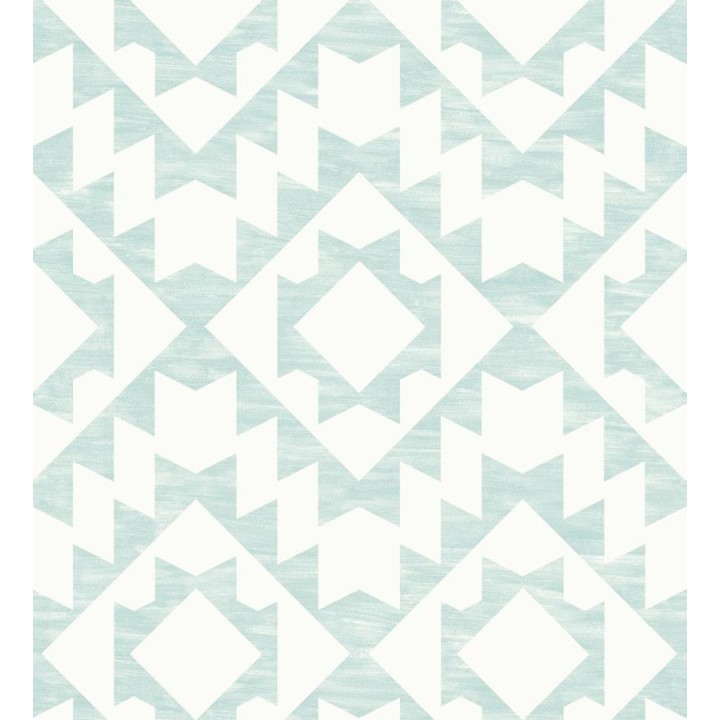 Papel pintado geométrico nórdico turquesa claro y blanco - Nordem Kingdom 676921
