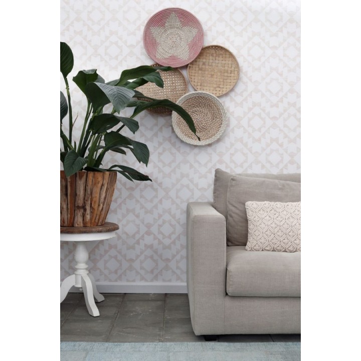 Papel pintado geométrico nórdico rosa y blanco - Nordem Kingdom 676922