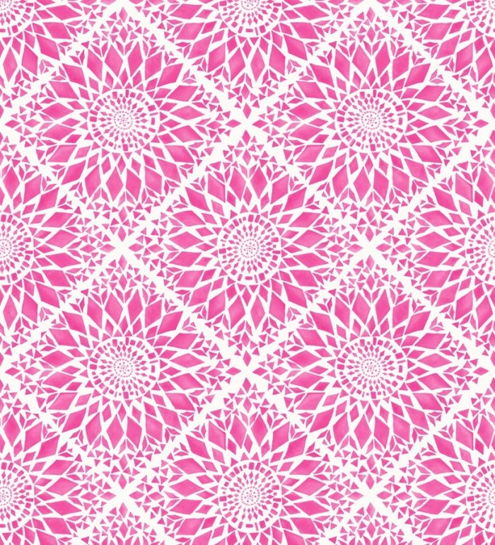 Papel pintado mosaico de azulejos modernos rosa y blanco - Ibizan Metrix 676967