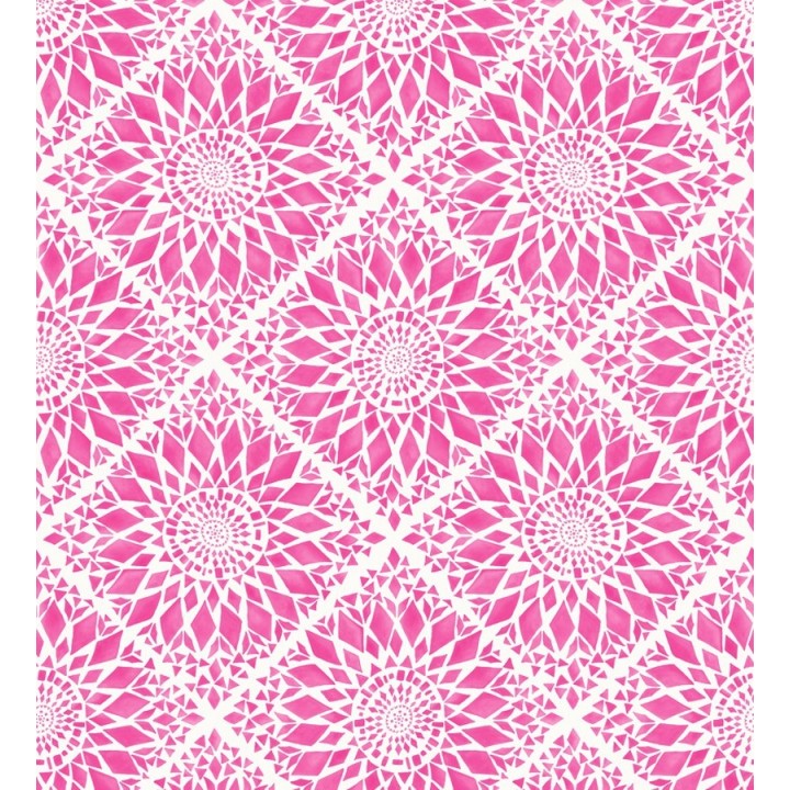 Papel pintado mosaico de azulejos modernos rosa y blanco - Ibizan Metrix 676967
