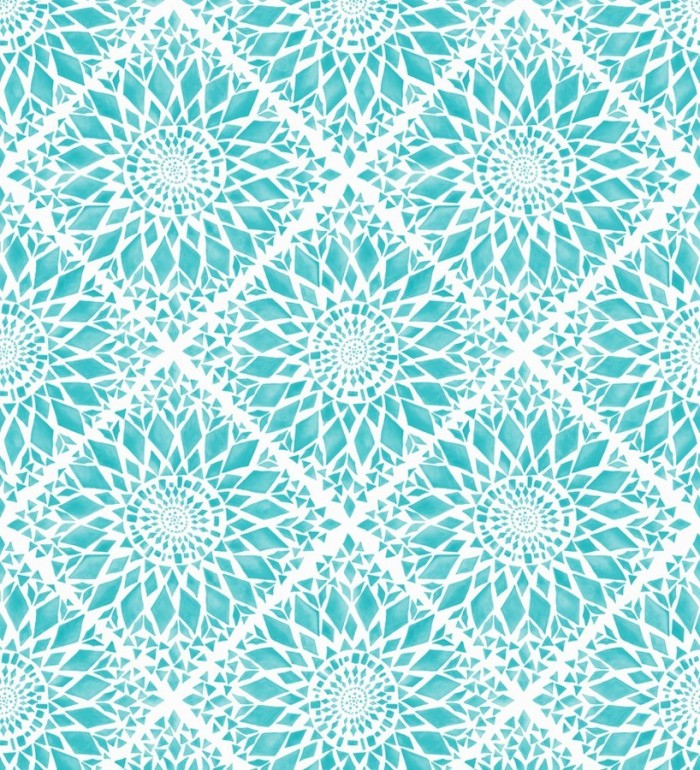 Papel pintado mosaico de azulejos modernos celeste turquesa y blanco - Ibizan Metrix 676968