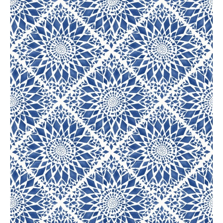 Papel pintado mosaico de azulejos modernos azul y blanco - Ibizan Metrix 676969