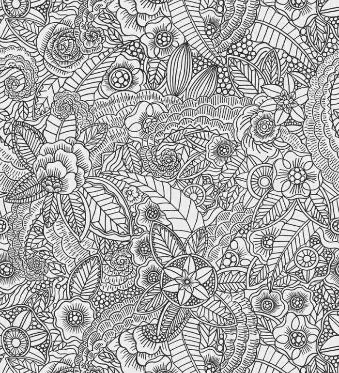 Papel pintado mandalas blanco y negro estilo ibicenco - Ibizan Flowers 676973