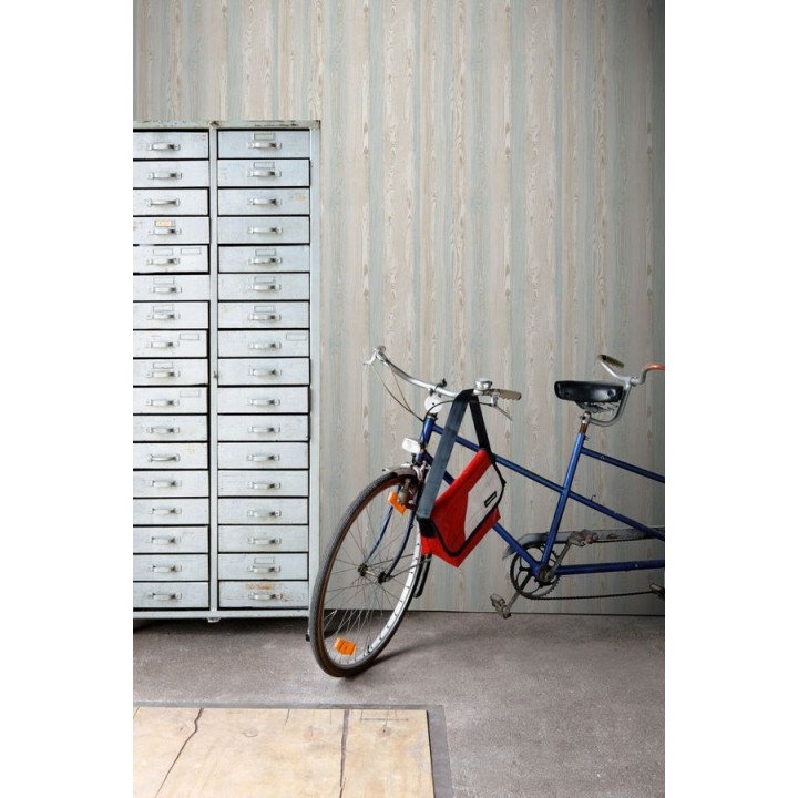 Papel pintado madera veteada celeste y blanco - Balkan Hills 676982