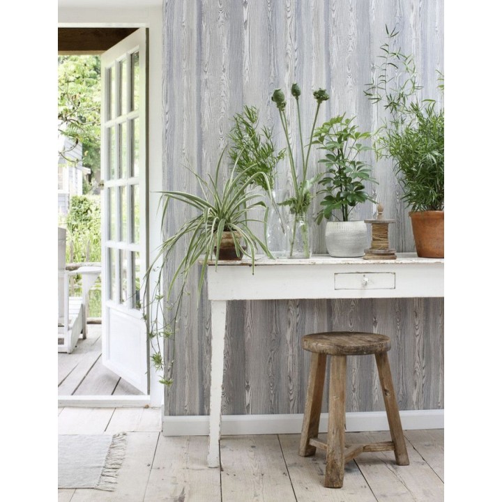 Papel pintado madera veteada azul y blanco - Balkan Hills 676983