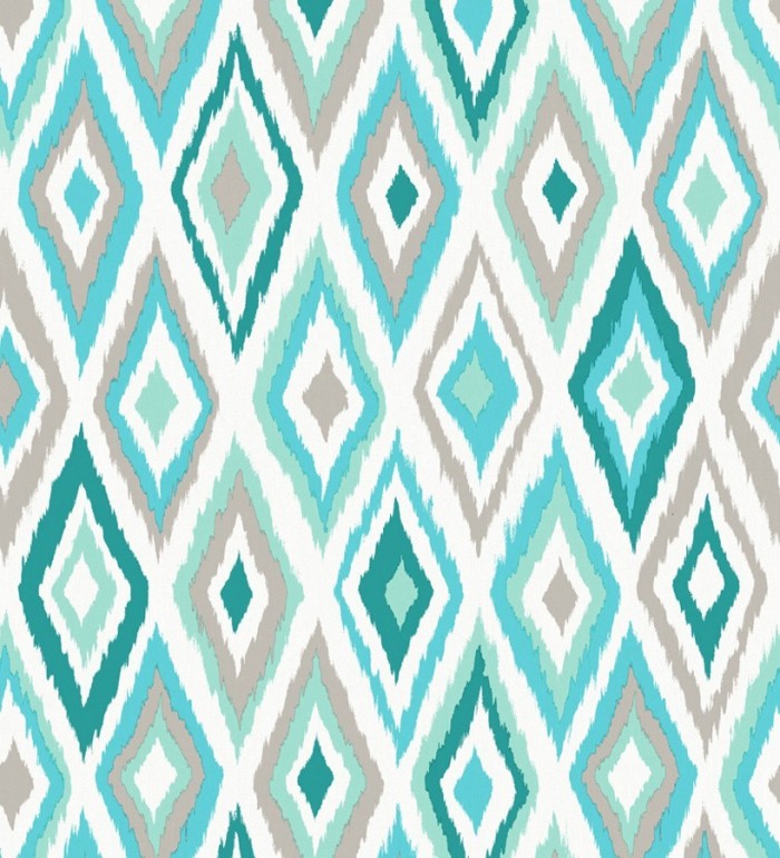 Papel pintado rombos modernos tonos azules y turquesas estilo nórdico - Scandinavian Folk 676986