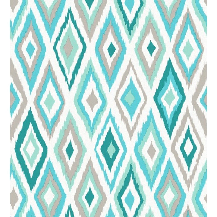 Papel pintado rombos modernos tonos azules y turquesas estilo nórdico - Scandinavian Folk 676986